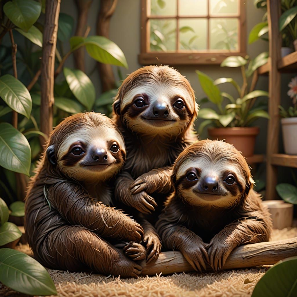 Adorable Baby Sloths in Cozy Rescue Nursery