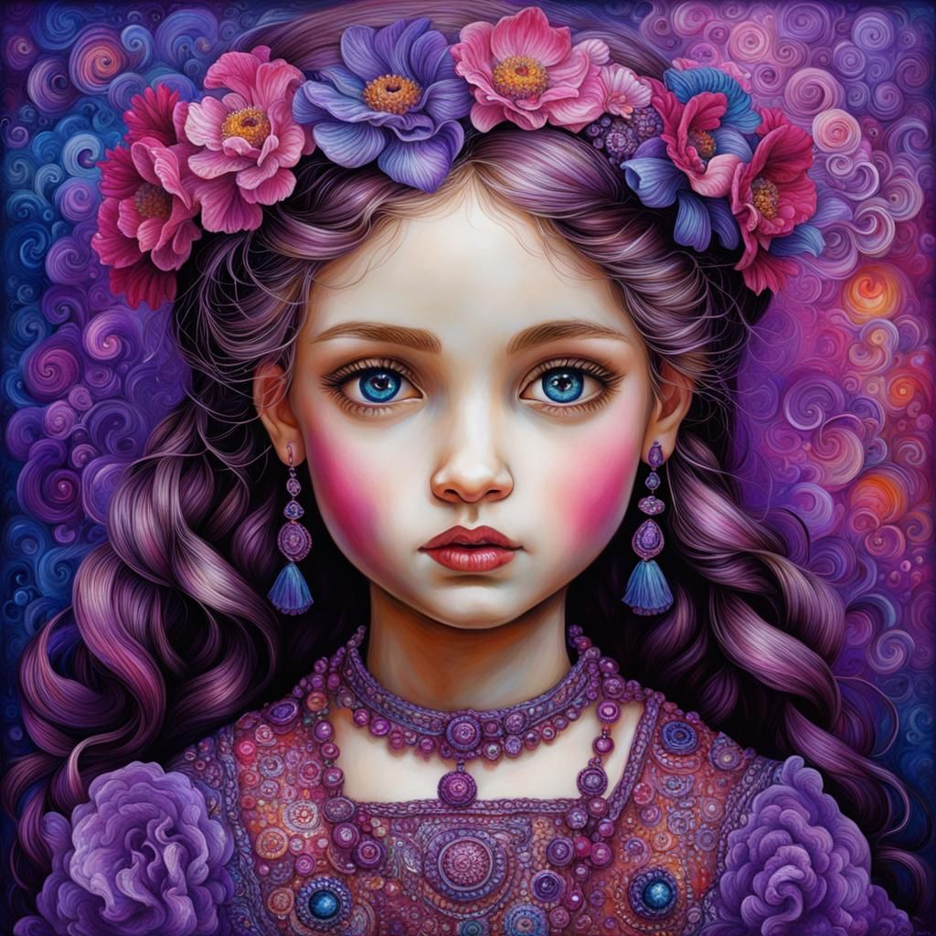 Beautiful Girl Doll Portrait in Fauvist Impressionism