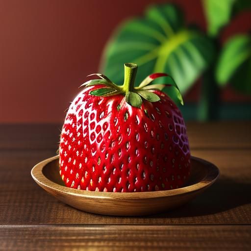 Vibrant Still Life of a Strawberry in Digital Art