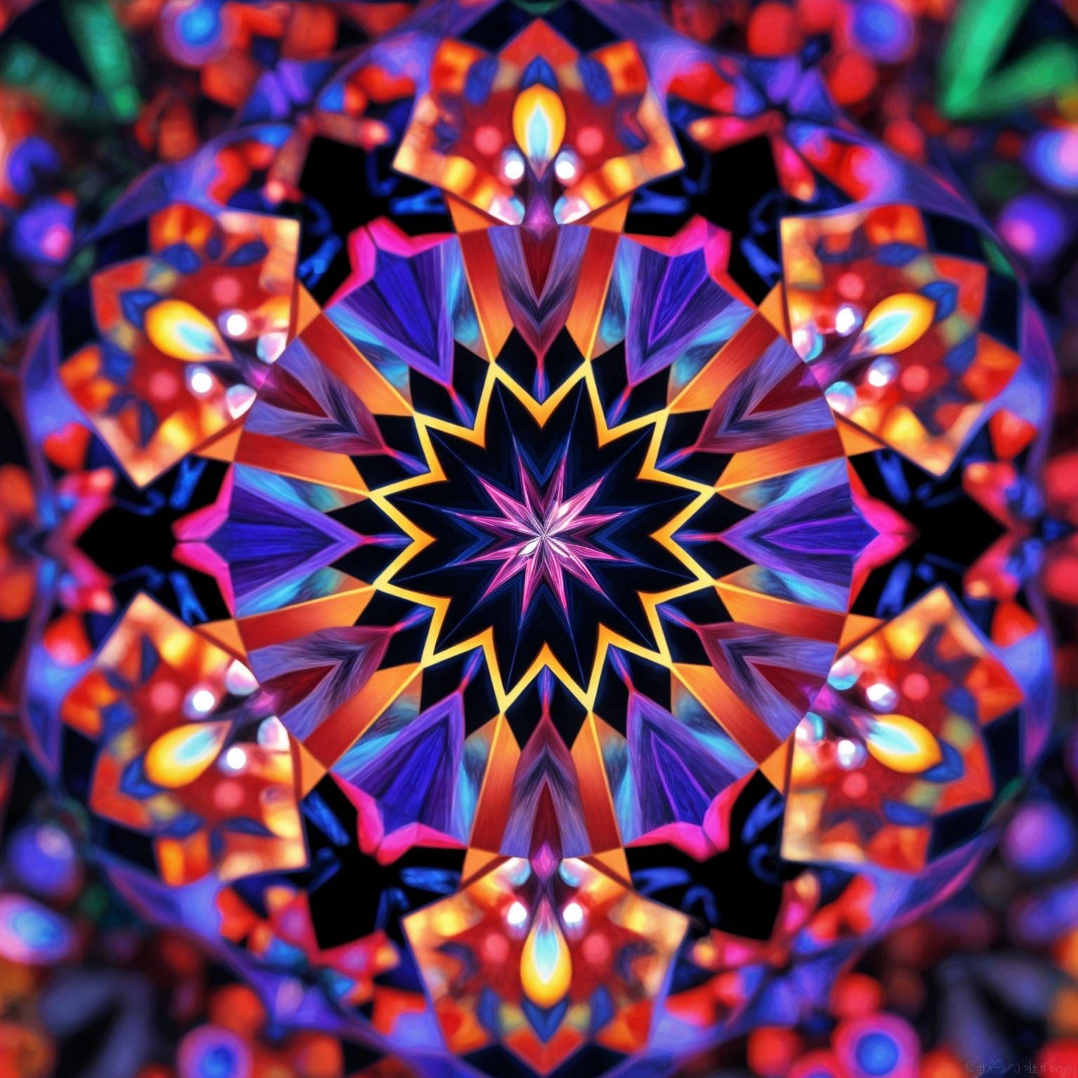 Gemstone Kaleidoscope Art in Hyperrealism