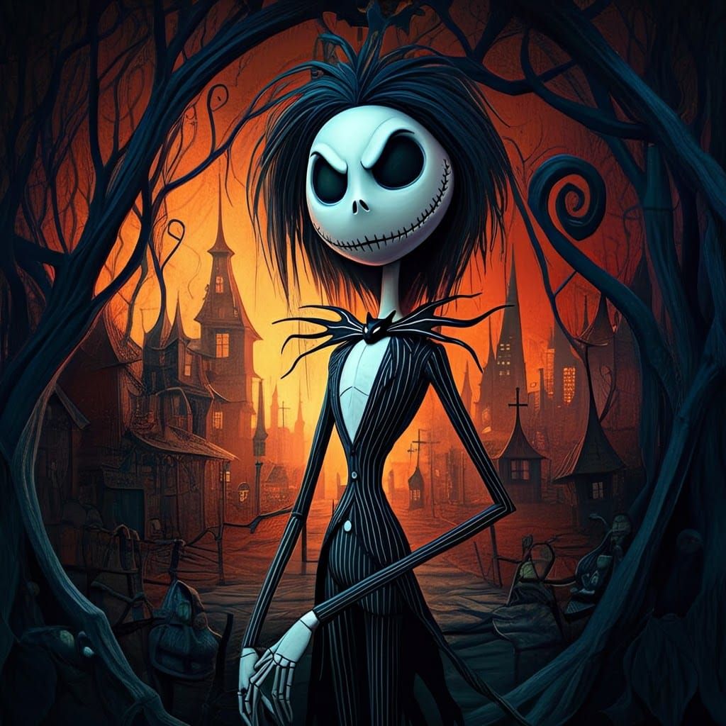 Burtonesque Autumn Composition with Hidden Symbolism