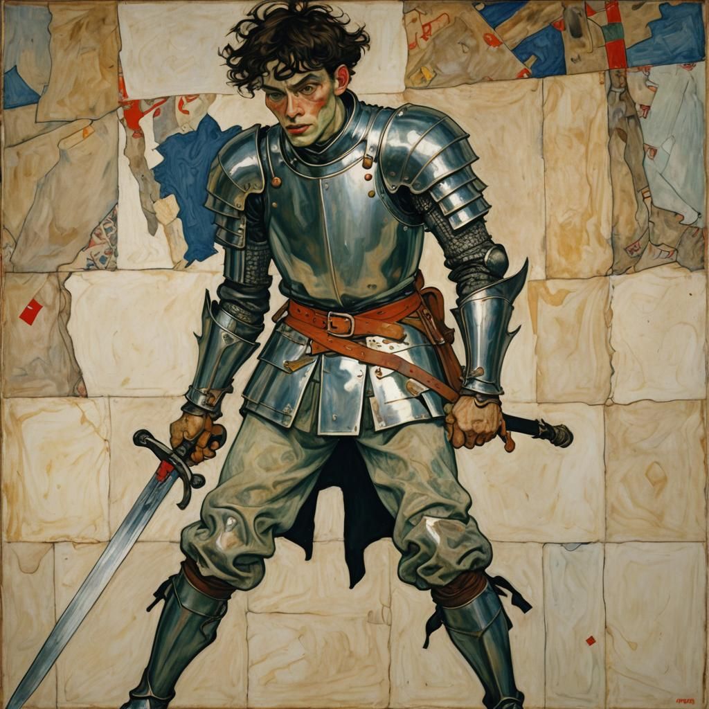Handsome Knight in Art Nouveau Style