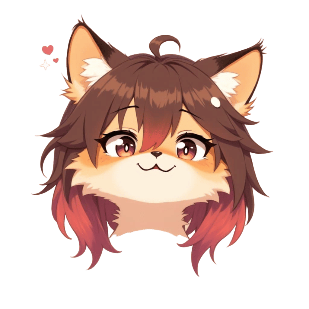 Adorable Chibi Anime Emoji Face with Big Heart Eyes