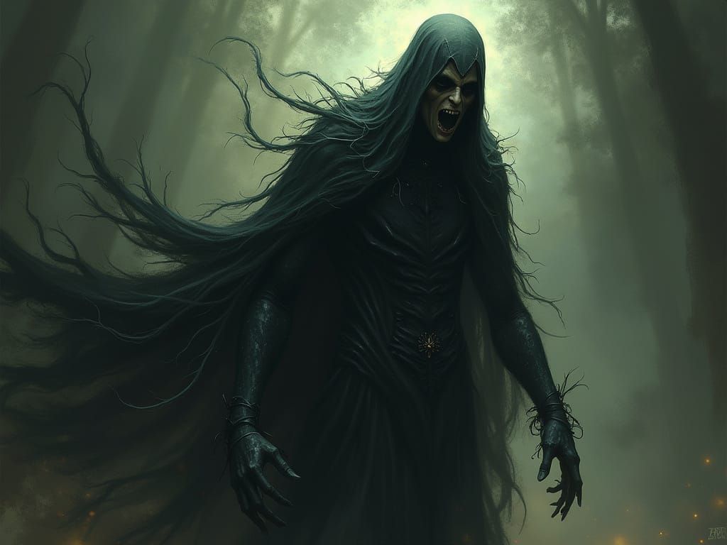 Dark Fantasy Necroscope With Ethereal Glow