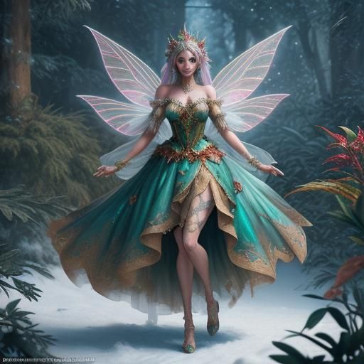 Hyperrealistic Christmas Fairy as Harem Girl