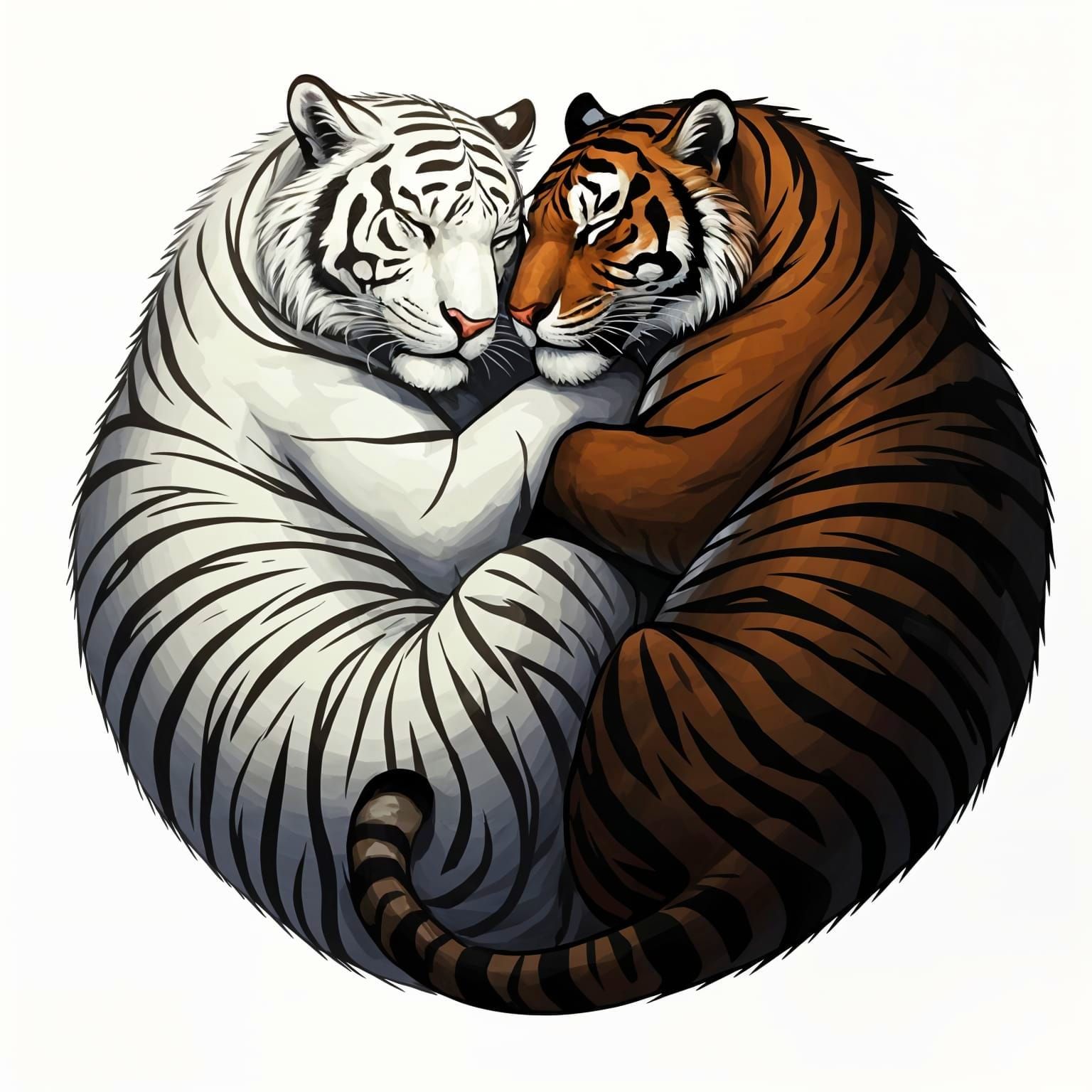 Sleeping Tigers Form Yin Yang Illustration