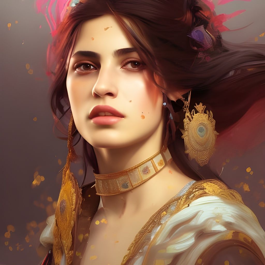 Kurdish Queen Portrait in Art Nouveau Style