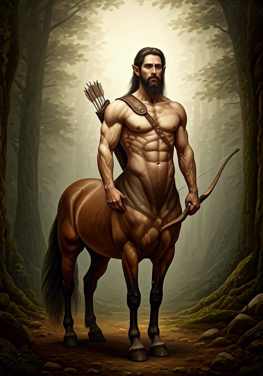 Majestic Centaur in Classical Style with Bow and Arrow