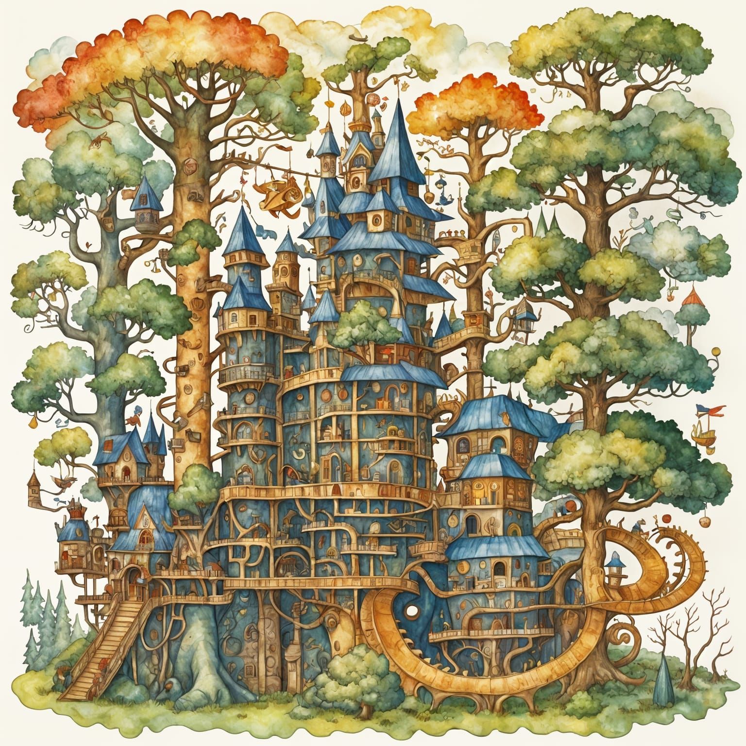 Dragon-Powered Rube Goldberg Machine Creates Forest