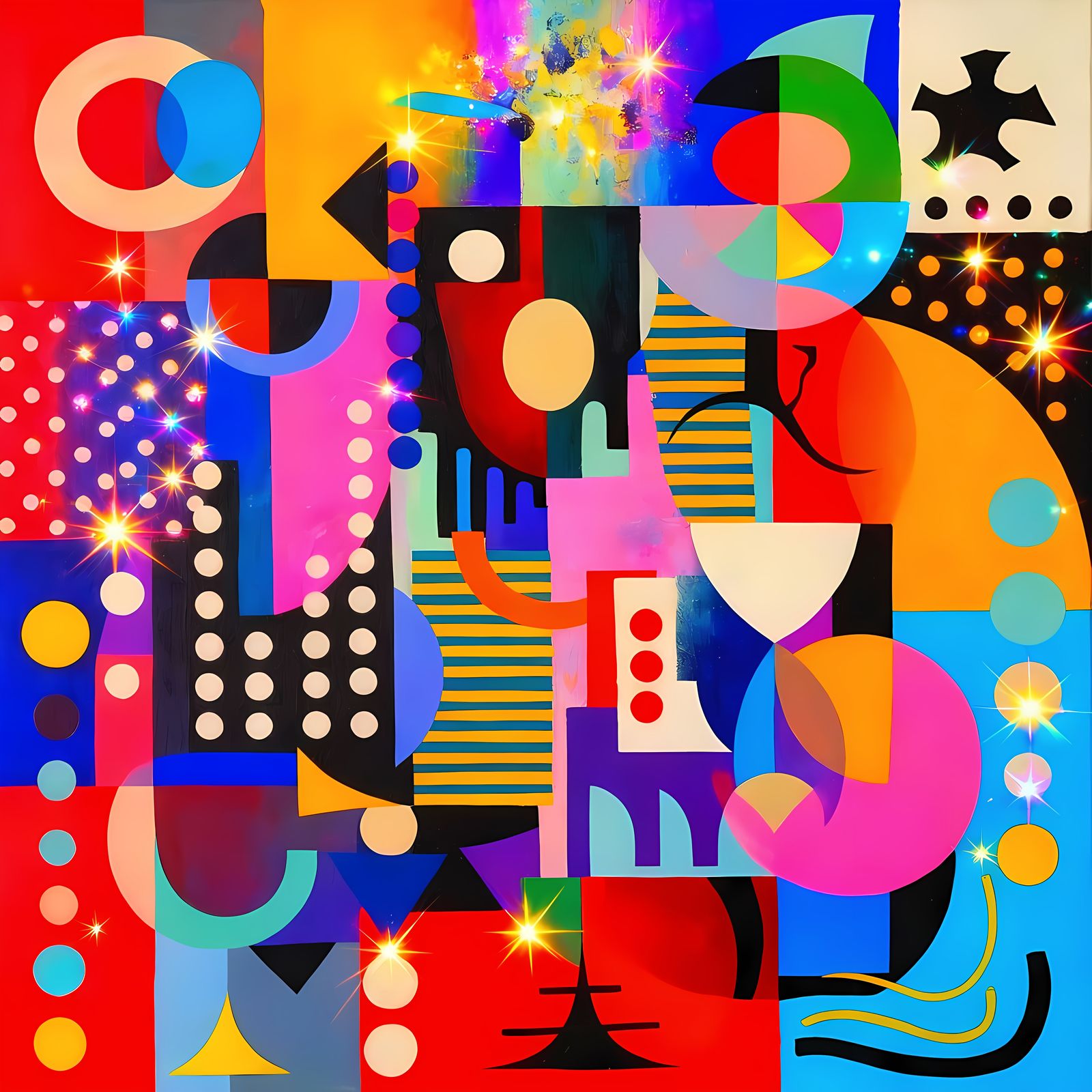 Abstract Geometric Composition With Organic Forms