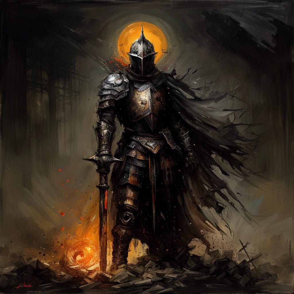 Gothic Knight Under Eclipse: Dark Fantasy Masterpiece