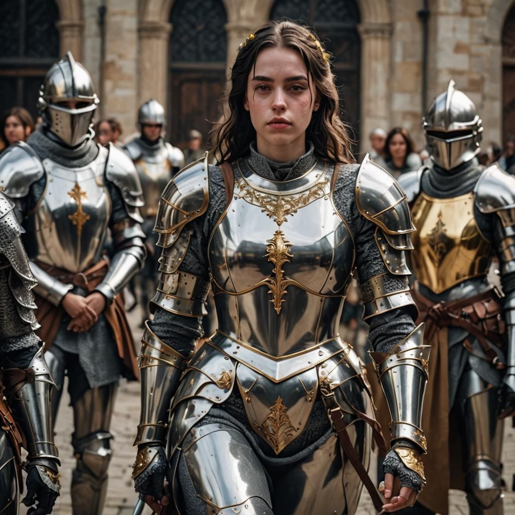 Young Lady Commander arriving with her battalion at the pala...