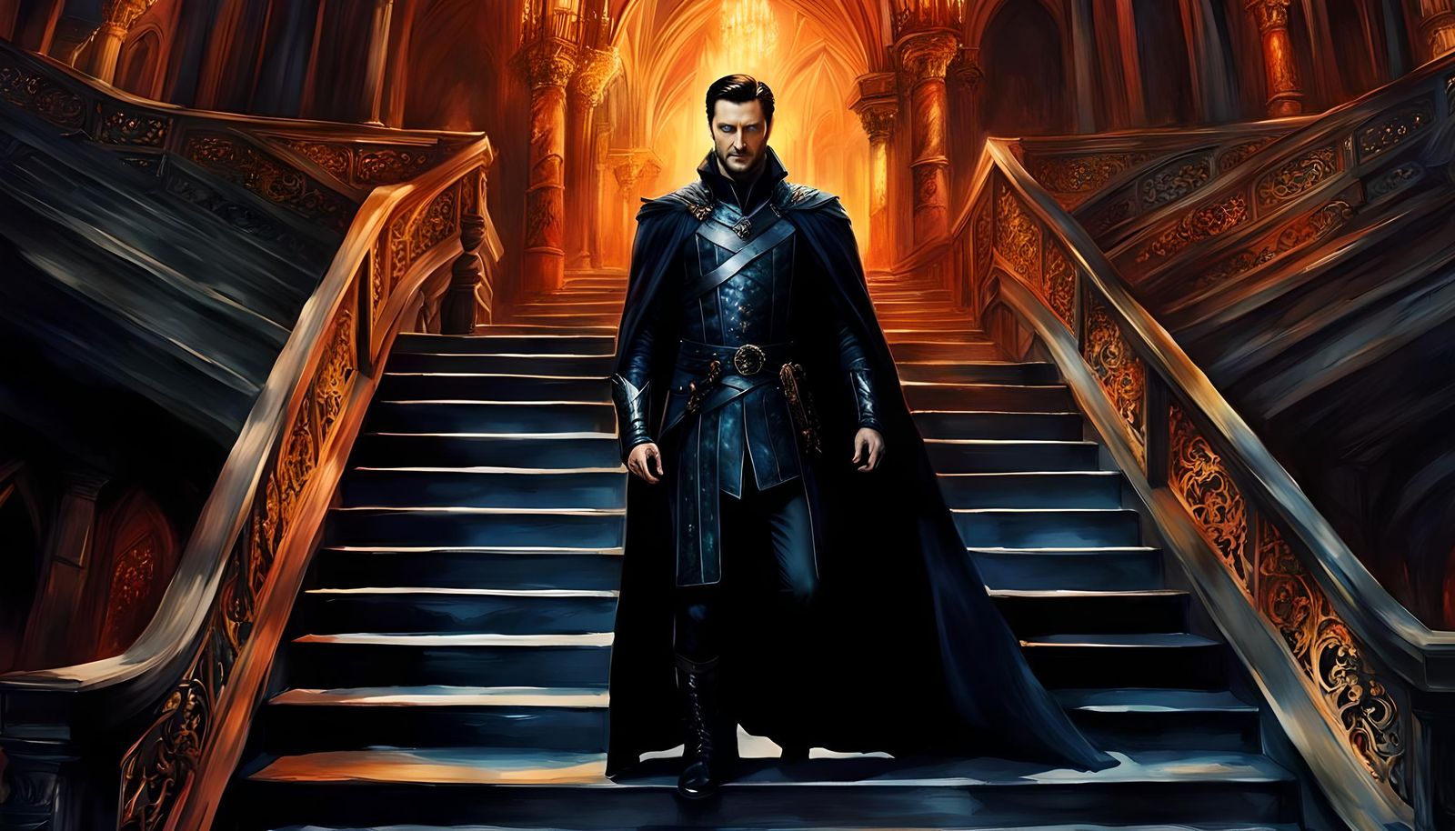 Evil Duke Casting Magic in High Fantasy Art