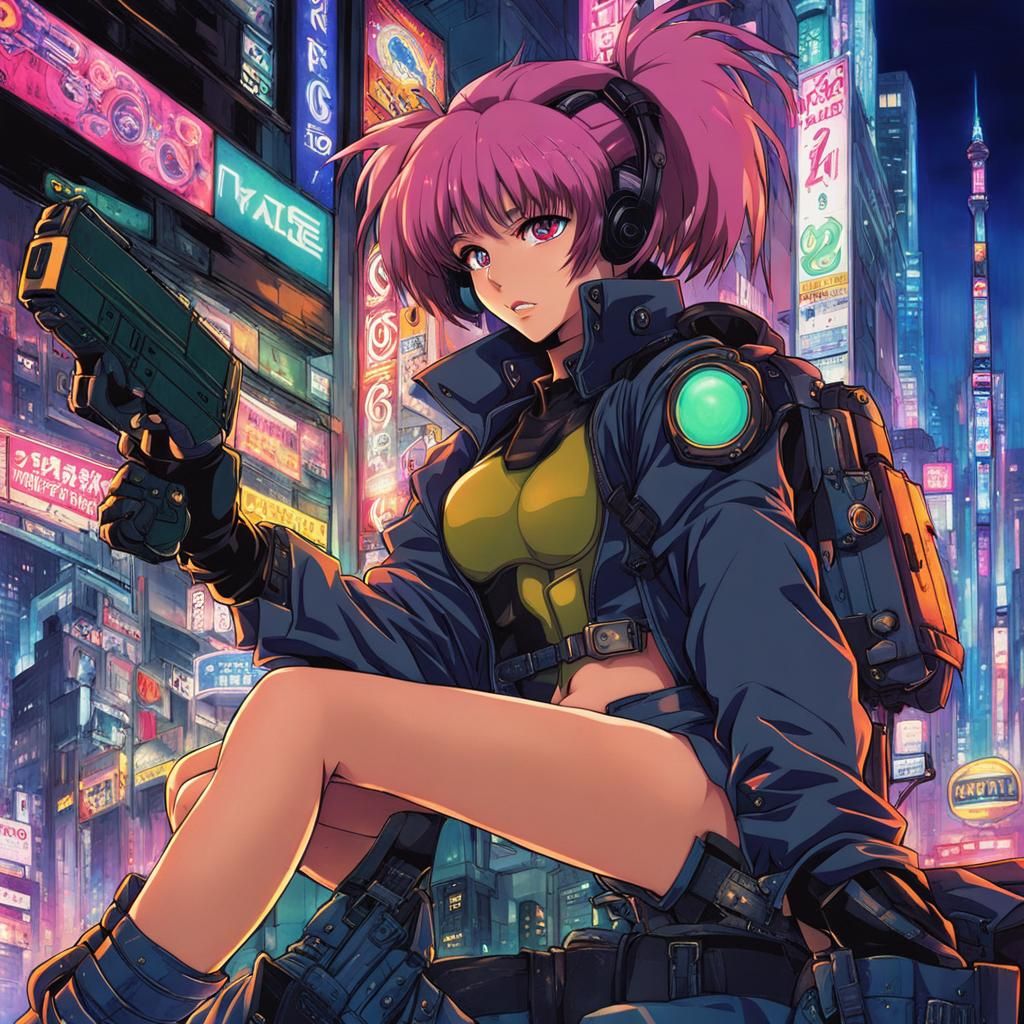 90s Anime Cyberpunk Key Visual
