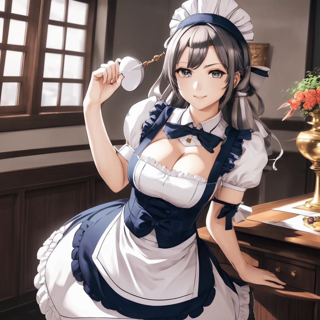 Anime Style Curvy Maid Illustration