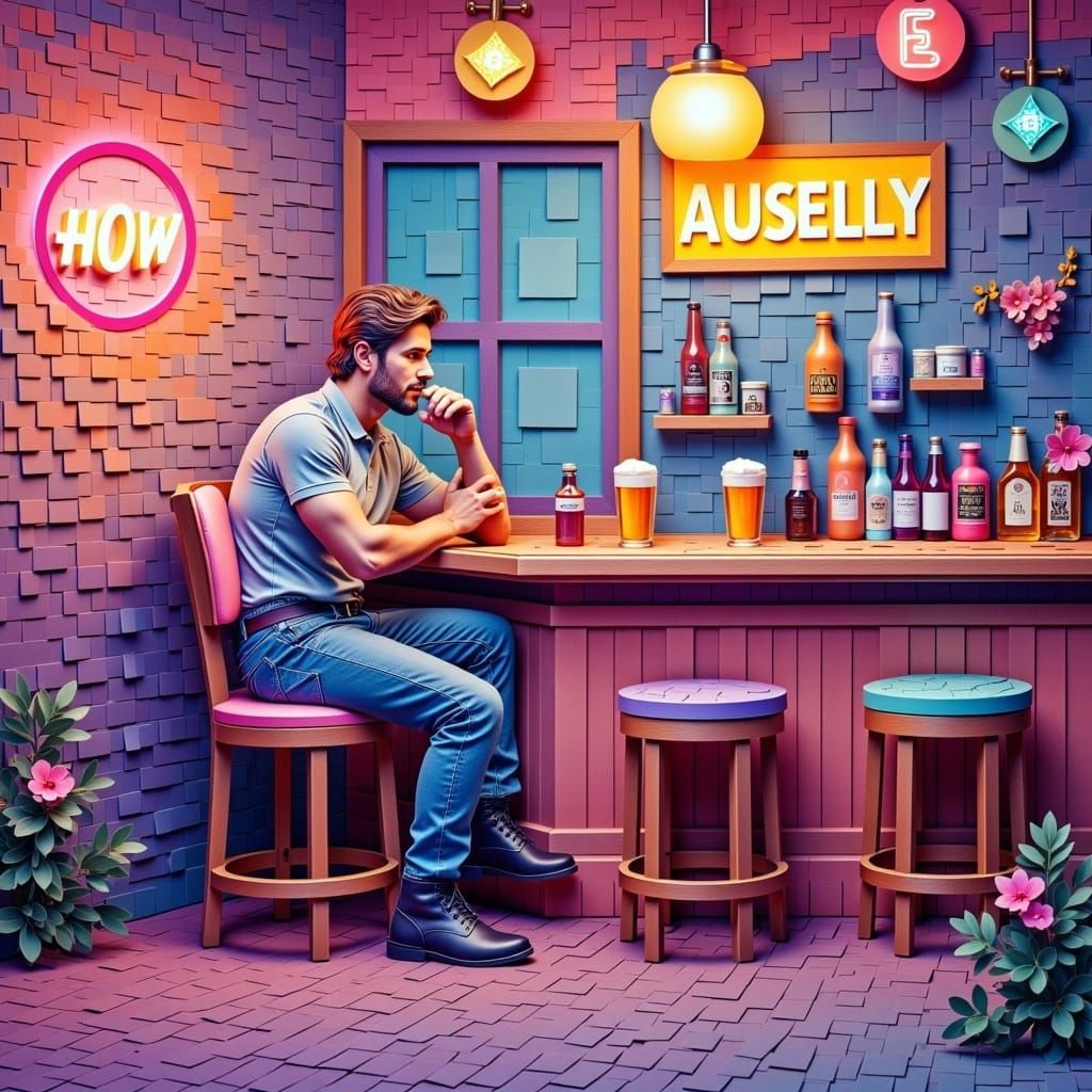 Stone Cold Steve Austin at Roadhouse Bar in Paper Mosaic