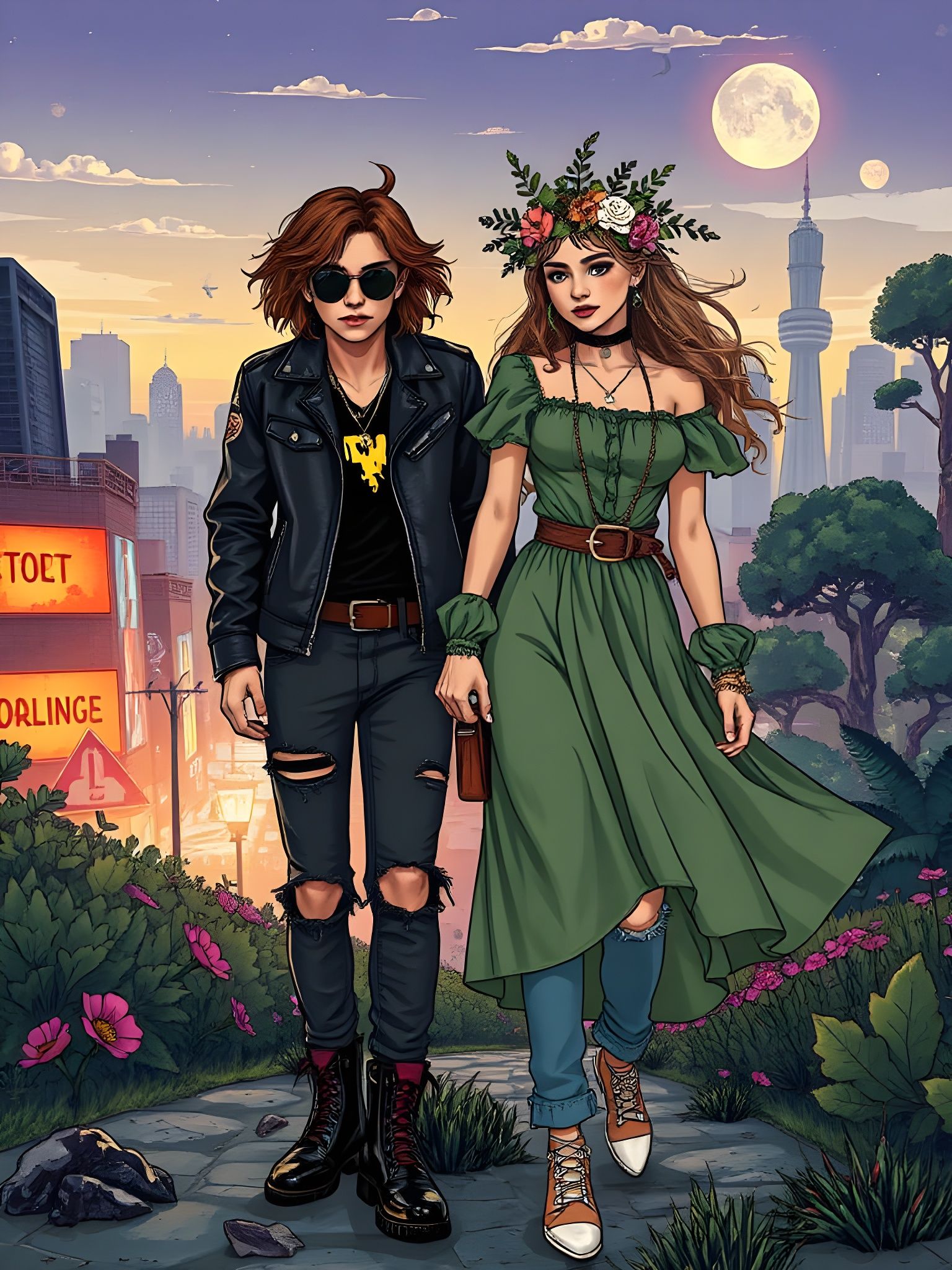 Punk Rebel Meets Nature Spirit in Surreal Landscape