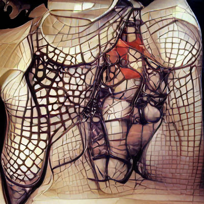 Surreal Anatomy in Lace and Latex Corset