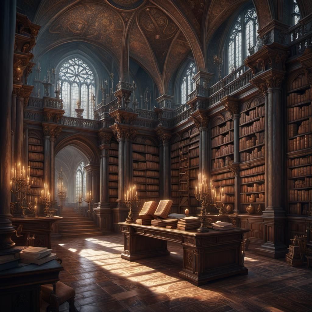 Fantastical Monastic Library Concept Art