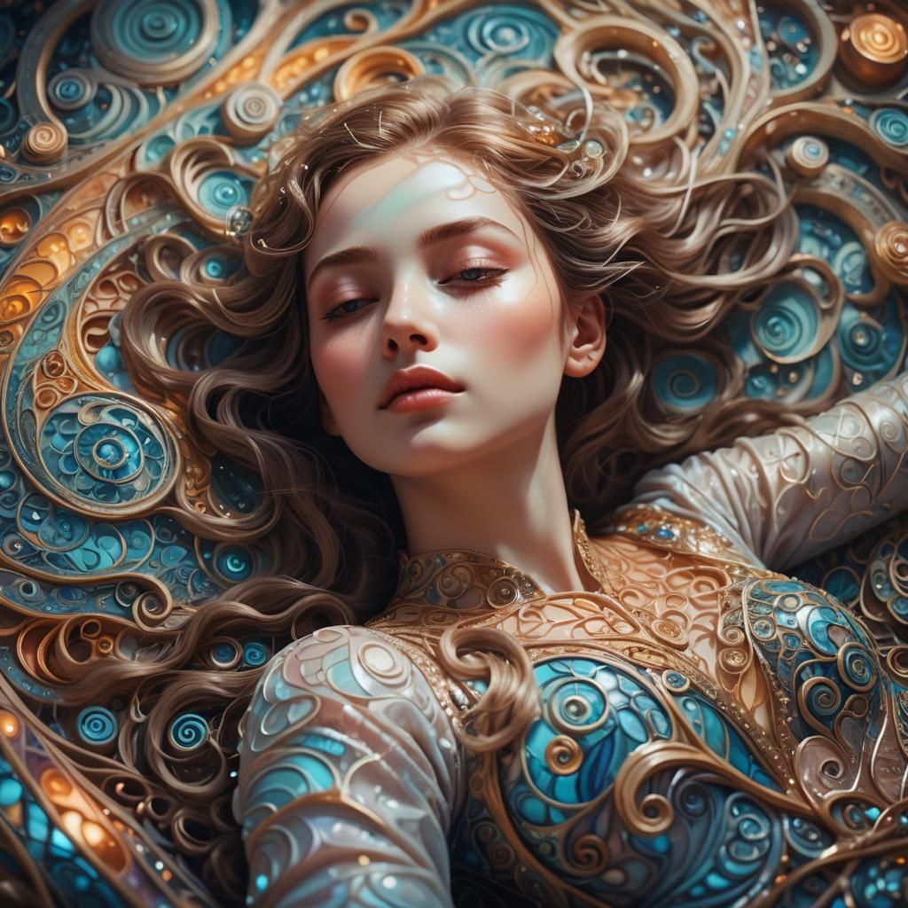 Dreamlike Surrealism: Serene Woman in Deep Sleep