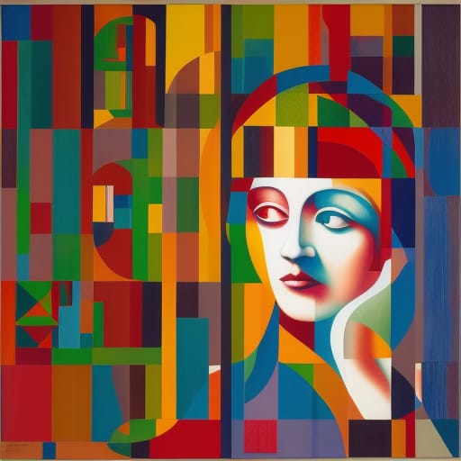 Pensive Woman Observes World in Abstract Expressionism