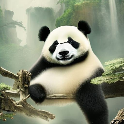 Cute Panda Digital Matte Painting