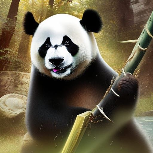 Cute Panda in Detailed Digital Matte Painting