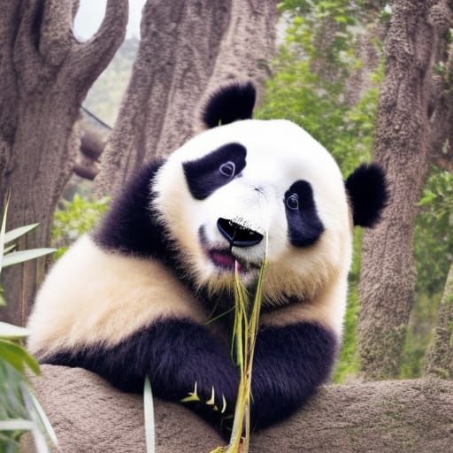 Cute Panda in Detailed Digital Painting