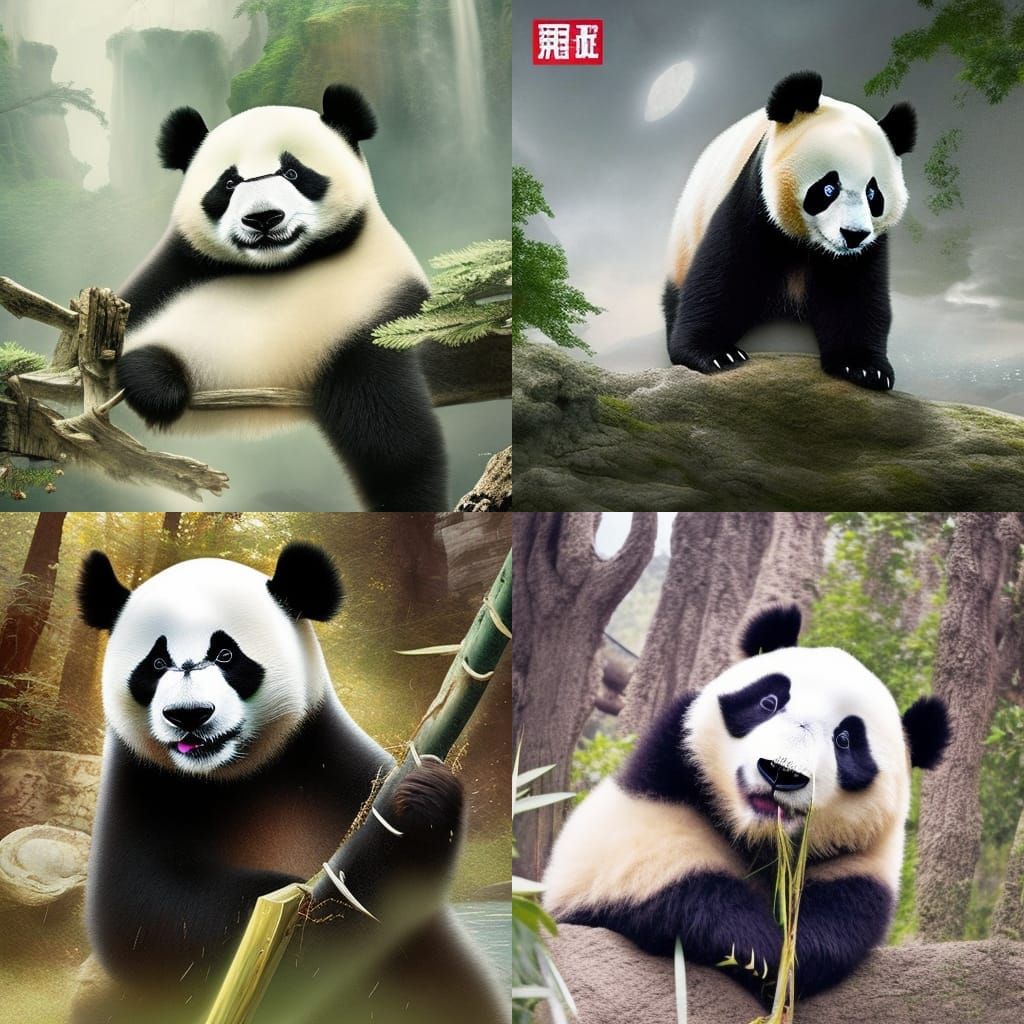 Cute Panda in Detailed Digital Matte Painting