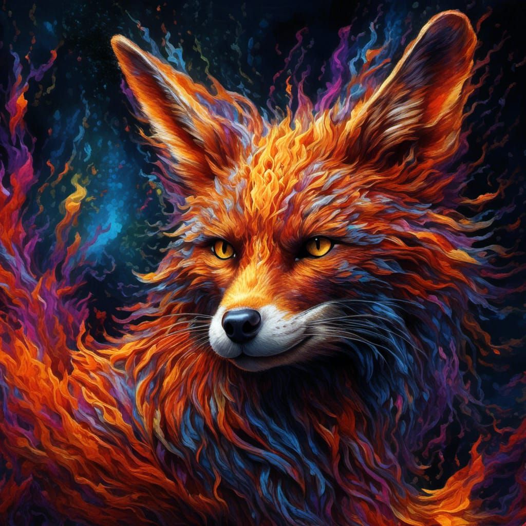 Fiery Fox Digital Art in Hyperreal Style