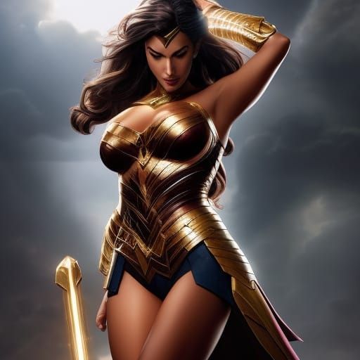 Hyperdetailed Wonder Woman Portrait in Dynamic Lighting