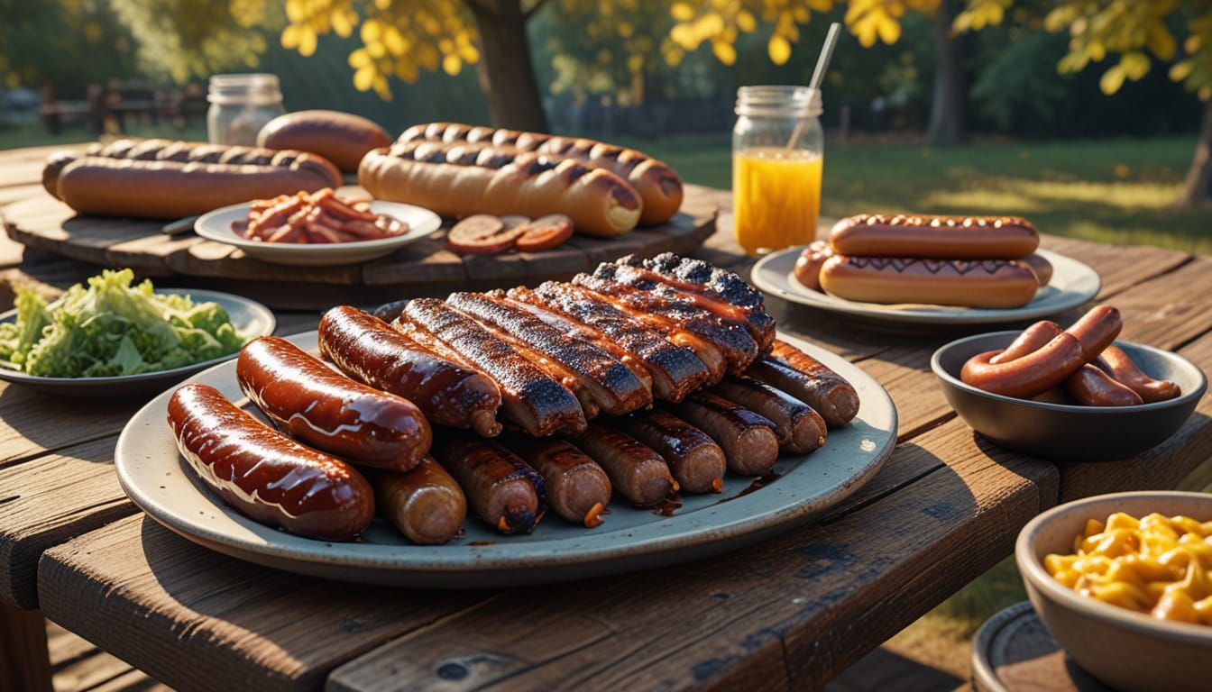 Barbecue Feast in Hyper-Realistic Airbrush Art