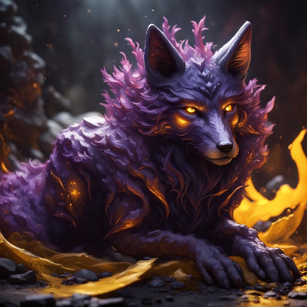 Dark Fantasy Coal Fox Concept Art