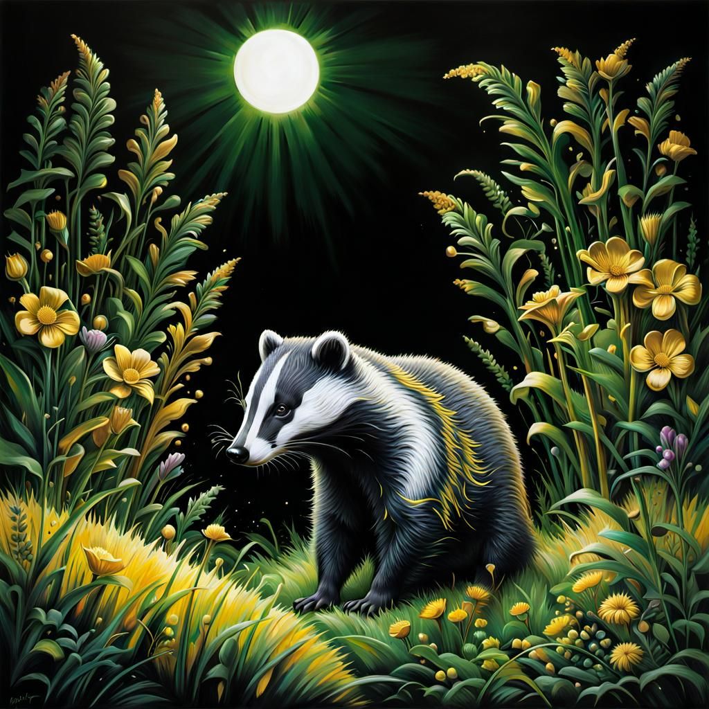Badger in a Golden Meadow: Graffiti Art