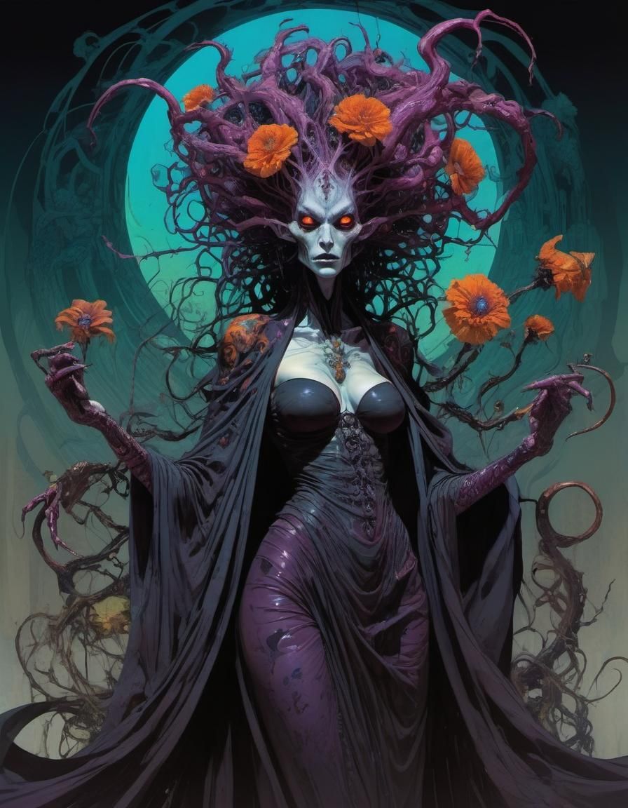 Abstract Alien Witch in Gothic Concept Art