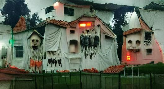 Eerie Haunted House Under a Full Moon