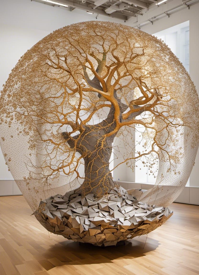 Tree of Life Abstract Sculpture in Neon