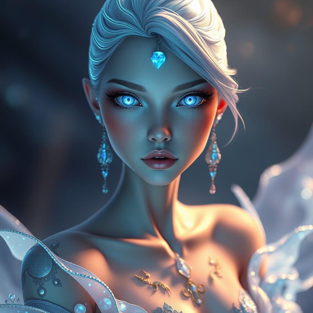 Ethereal Alien Goddesses Radiate Mystique in Glowing Eyes