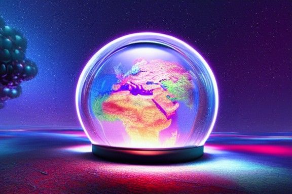 Glass Globe Sea: Hyperdetailed Neon Creation