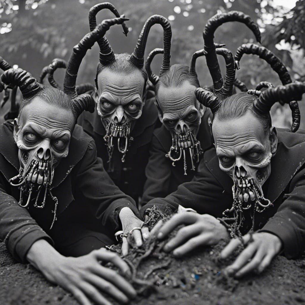 Giant Monochrome Ants in 1950s Sci-Fi Style