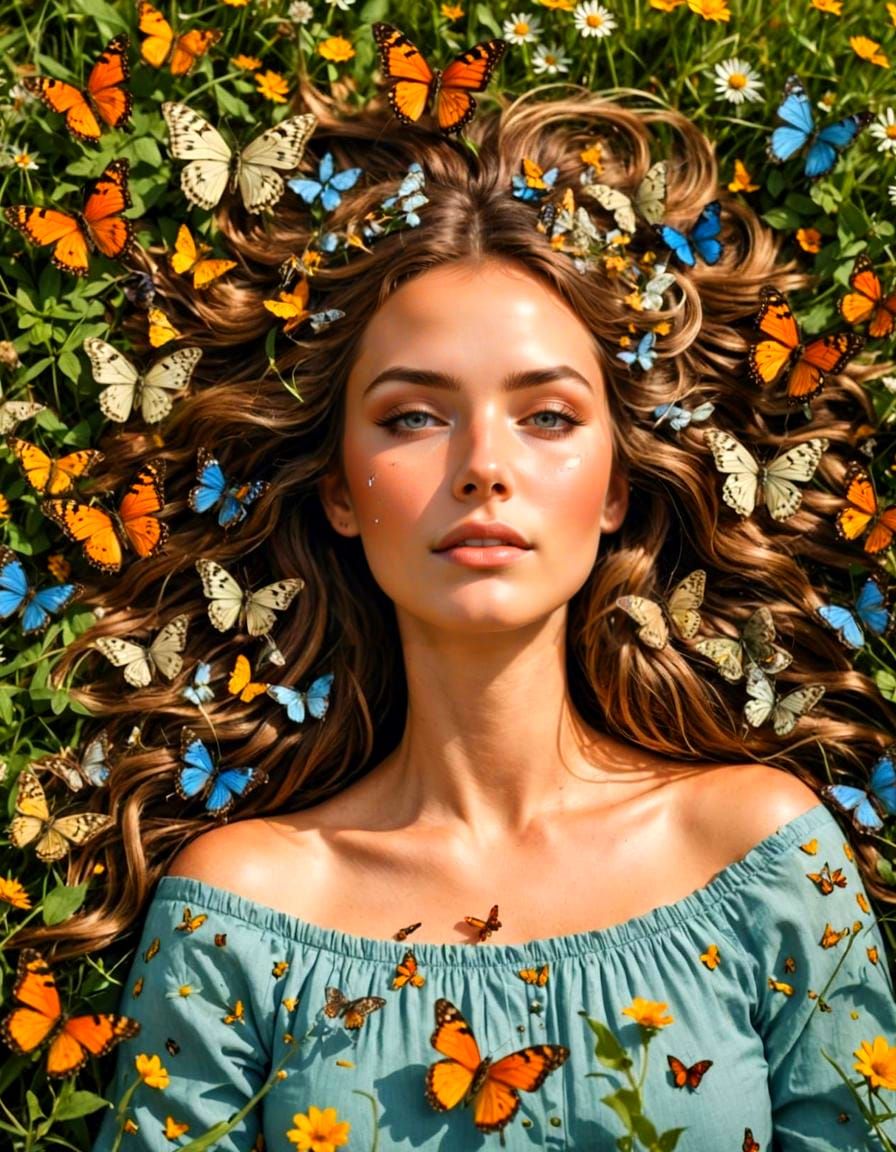 Serene Beauty in a Floral Paradise