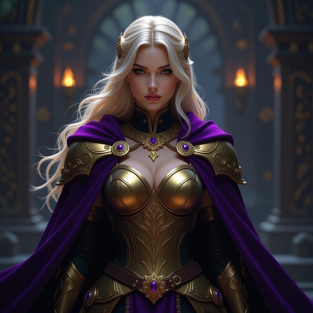 Golden Armored Warrior in Dark Fantasy Style