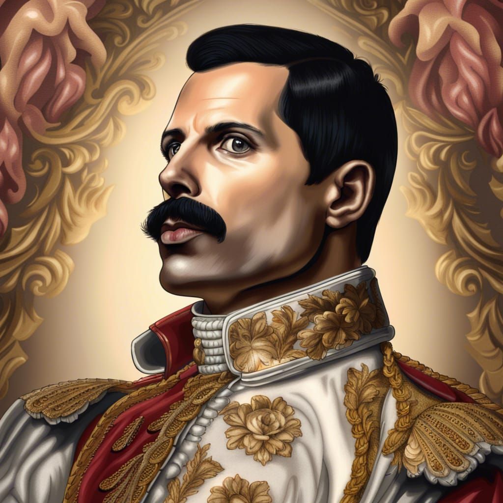 Freddie Mercury in Baroque Style, Detailed Drawing