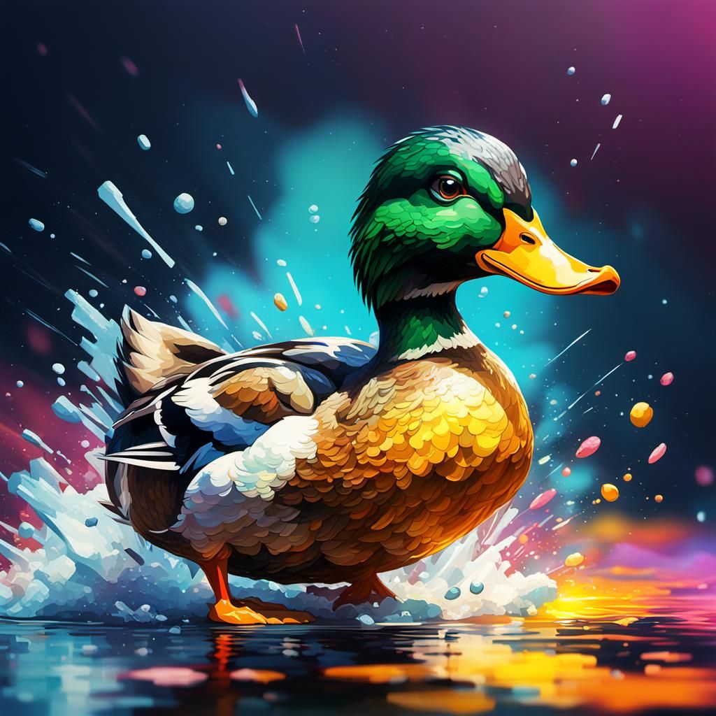 Hyperrealistic Pixelated Duck in Video Game Style