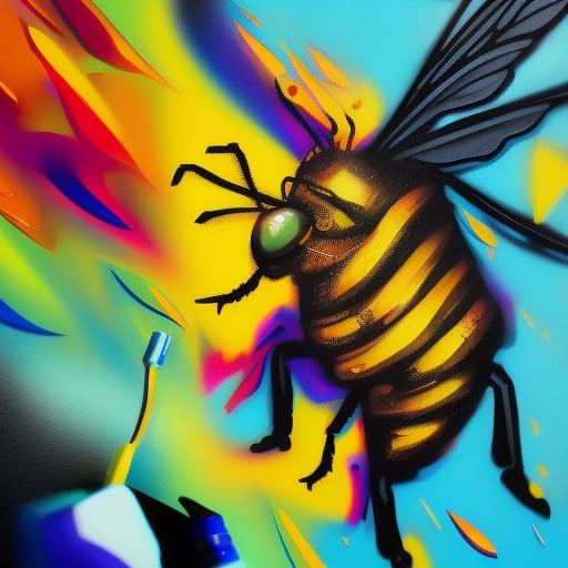 Bee Warrior in Graffiti Street Art Style