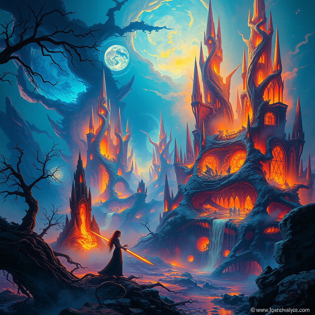 Chaotic Realms: Ethereal Landscape in Matte Painting Style