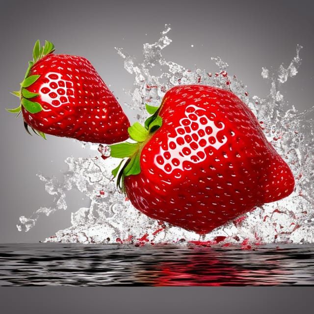 Hyper-Realistic Strawberry Splash Art in Cream