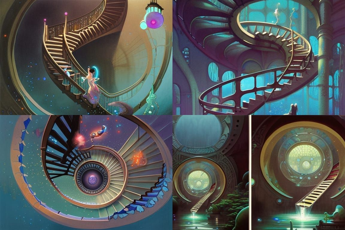 Magical Spiral Staircase to Luminous Pool