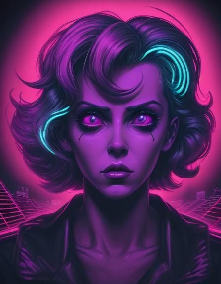 Synthwave Nightmare in Neon Retro Style