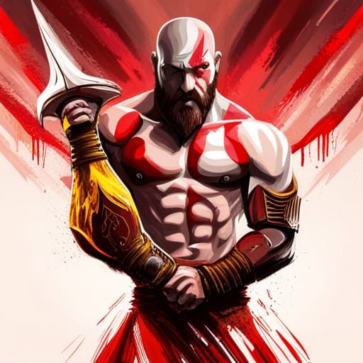 Kratos Battles Demon: Graffiti Art in 8K